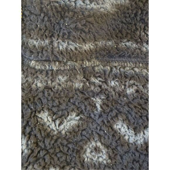 Alpine Sherpa Pullover Jacket Quarter Zip Navy Print Long Sleeve Fuzzy Medium (0 - Picture 6 of 9